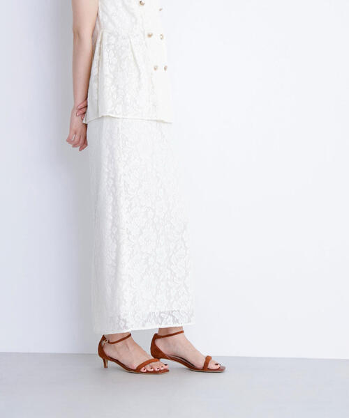 NATURAL BEAUTY BASIC（ナチュラルビューティーベーシック）の「◇メッシュレース SETUP ナロースカート（スカート・レディース・ダークブラウン/オフホワイト/ブラック・SMALL/MEDIUM）」の16枚目の写真