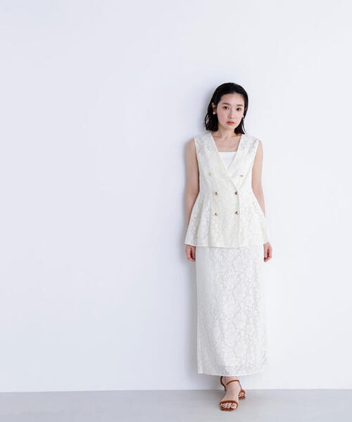 NATURAL BEAUTY BASIC（ナチュラルビューティーベーシック）の「◇メッシュレース SETUP ナロースカート（スカート・レディース・ダークブラウン/オフホワイト/ブラック・SMALL/MEDIUM）」の17枚目の写真