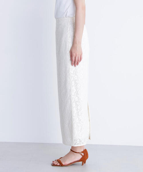 NATURAL BEAUTY BASIC（ナチュラルビューティーベーシック）の「◇メッシュレース SETUP ナロースカート（スカート・レディース・ダークブラウン/オフホワイト/ブラック・SMALL/MEDIUM）」の19枚目の写真