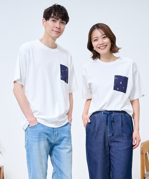 Arnold Palmer（アーノルドパーマー）の「シェア  アート総柄 ポケット Tシャツ（Tシャツ/カットソー・レディース・ホワイト/ネイビー・S/XS/LL/L/M）」の2枚目の写真