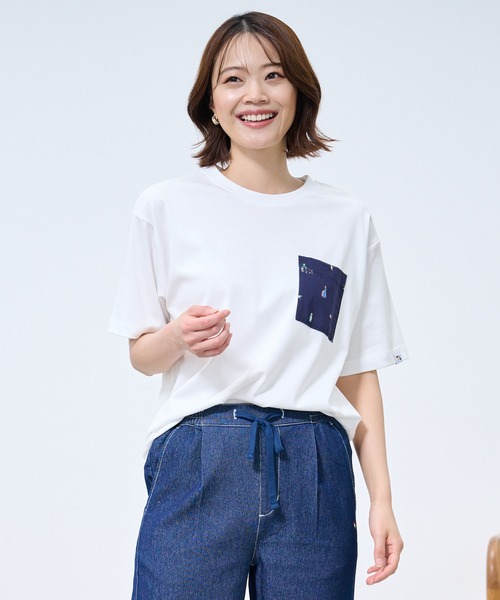 Arnold Palmer（アーノルドパーマー）の「シェア  アート総柄 ポケット Tシャツ（Tシャツ/カットソー・レディース・ホワイト/ネイビー・S/XS/LL/L/M）」の5枚目の写真