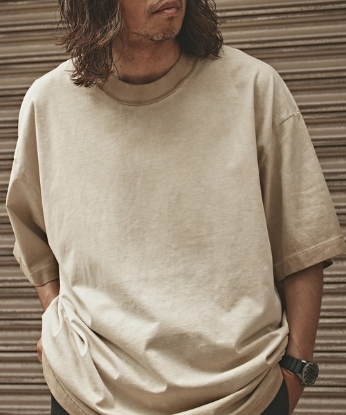 ALL RUNS(オールランズ)の「Washed Oversized Top / ウォッシュ加工 オーバーサイズ 半袖トップス Tシャツ メンズ 夏物 夏服(Tシャツ/カットソー・メンズ・ブラウン/オリーブ/ブラック/カーキ・XL/M/L)」の4枚目の写真
