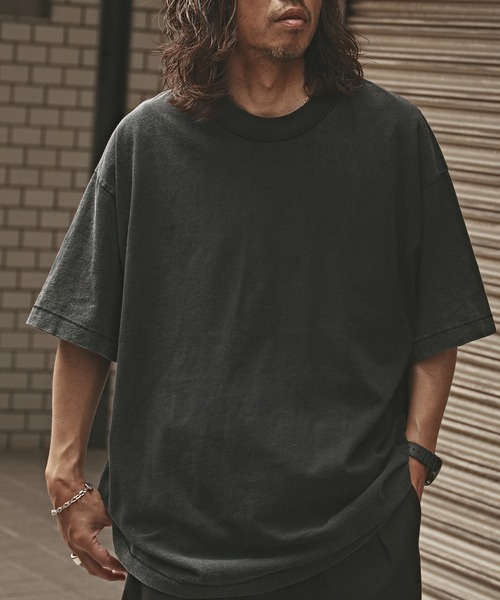 ALL RUNS(オールランズ)の「Washed Oversized Top / ウォッシュ加工 オーバーサイズ 半袖トップス Tシャツ メンズ 夏物 夏服(Tシャツ/カットソー・メンズ・ブラウン/オリーブ/ブラック/カーキ・XL/M/L)」の2枚目の写真