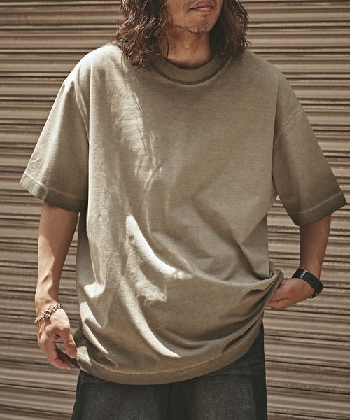 ALL RUNS(オールランズ)の「Washed Oversized Top / ウォッシュ加工 オーバーサイズ 半袖トップス Tシャツ メンズ 夏物 夏服(Tシャツ/カットソー・メンズ・ブラウン/オリーブ/ブラック/カーキ・XL/M/L)」の22枚目の写真
