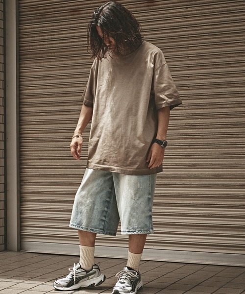 ALL RUNS(オールランズ)の「Washed Oversized Top / ウォッシュ加工 オーバーサイズ 半袖トップス Tシャツ メンズ 夏物 夏服(Tシャツ/カットソー・メンズ・ブラウン/オリーブ/ブラック/カーキ・XL/M/L)」の18枚目の写真