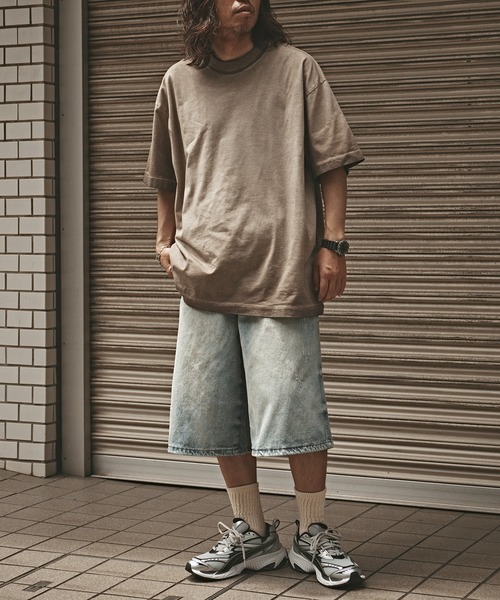ALL RUNS(オールランズ)の「Washed Oversized Top / ウォッシュ加工 オーバーサイズ 半袖トップス Tシャツ メンズ 夏物 夏服(Tシャツ/カットソー・メンズ・ブラウン/オリーブ/ブラック/カーキ・XL/M/L)」の19枚目の写真