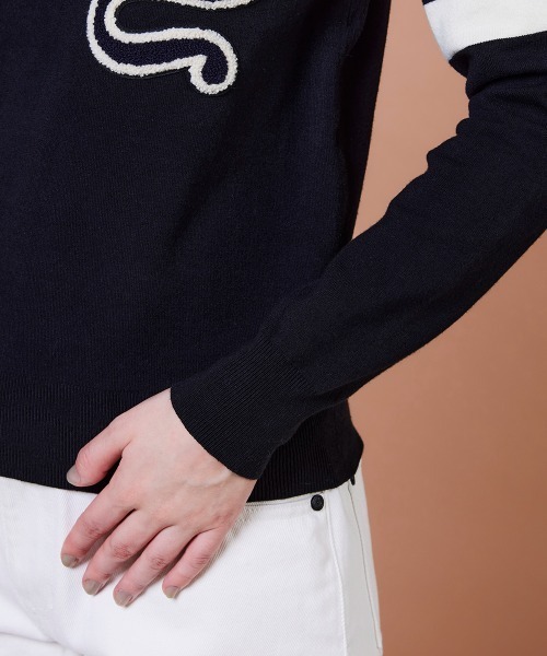 DOUBLE STANDARD CLOTHING（ダブルスタンダードクロージング）の「Dロゴ刺繍 ニットプルオーバー（ニット/セーター・レディース・ブラック・38/36）」の4枚目の写真