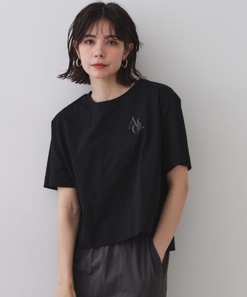 セール】刺繍ロゴワイドシルエットTシャツ【洗濯機洗い可】（T