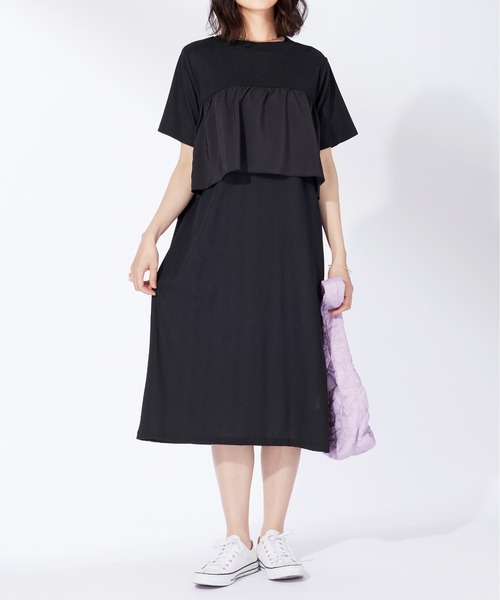 BELLUNA PLUS(ベルーナ)の「胸元フリルデザインワンピース(ワンピース・レディース・ネイビー/ブラック・MEDIUM/LARGE/X-LARGE)」の8枚目の写真