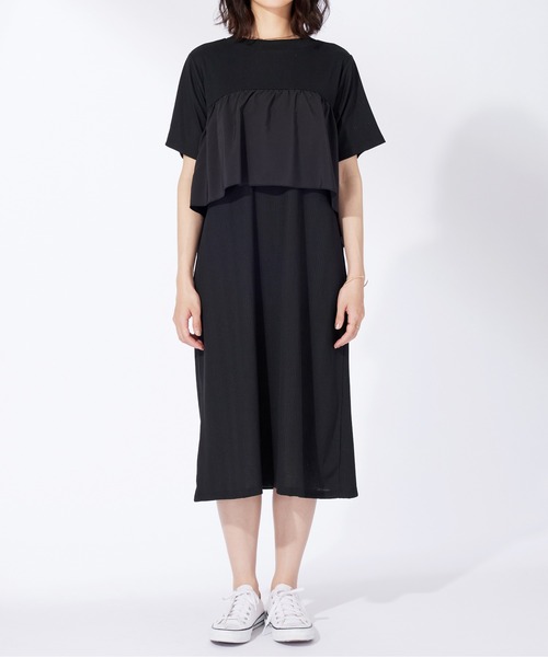 BELLUNA PLUS(ベルーナ)の「胸元フリルデザインワンピース(ワンピース・レディース・ネイビー/ブラック・MEDIUM/LARGE/X-LARGE)」の10枚目の写真