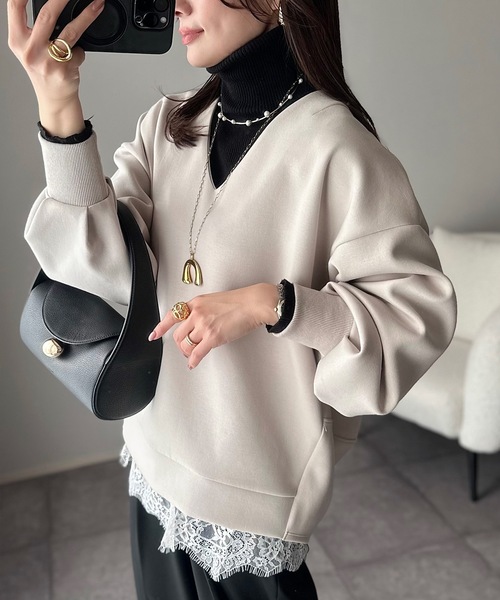 Emma Taylor(エマテイラー)の「【ネックが選べる】ダンボールコクーンフォルムプルオーバー(Tシャツ/カットソー・レディース・ブラック/ライトベージュ/MD.Gray/ブラック系その他/ベージュ系その他/グレー系その他・FREE)」の5枚目の写真