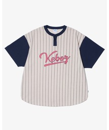 KEBOZ | STRIPE HENLEY NECK S/S TEE(Tシャツ/カットソー)