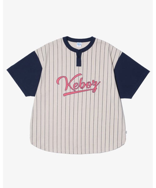 【MIMTHEWARDROBE】 Wavy Heart Stripe Henley Neck T-Shirt STRIPE HENLEY NECK S/S TEE（Tシャツ/カットソー）｜KEBOZ