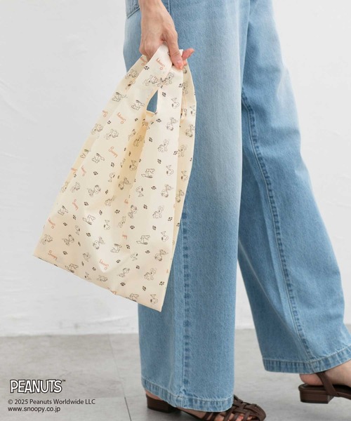 Honeys（ハニーズ）の「スヌーピー／お弁当バッグ（エコバッグ/サブバッグ・レディース・スミクロ/ミント/アイボリー/グレイッシュベージュ/ブルー・FREE）」の8枚目の写真