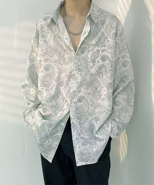 almo(アルモ)の「バンダナ柄長袖シャツ/ペイズリー柄(NEZ)(シャツ/ブラウス・レディース・ホワイト/ブラック・FREE)」の3枚目の写真