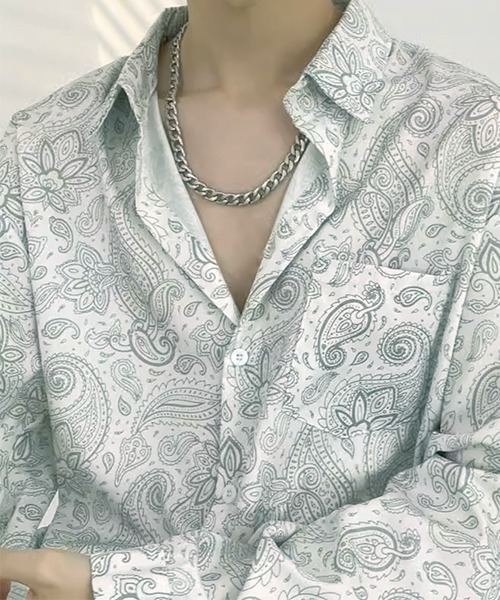 almo(アルモ)の「バンダナ柄長袖シャツ/ペイズリー柄(NEZ)(シャツ/ブラウス・レディース・ホワイト/ブラック・FREE)」の6枚目の写真