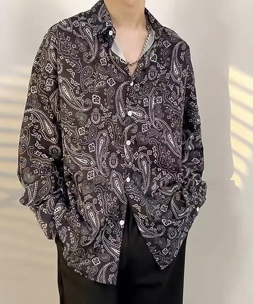 almo(アルモ)の「バンダナ柄長袖シャツ/ペイズリー柄(NEZ)(シャツ/ブラウス・レディース・ホワイト/ブラック・FREE)」の9枚目の写真