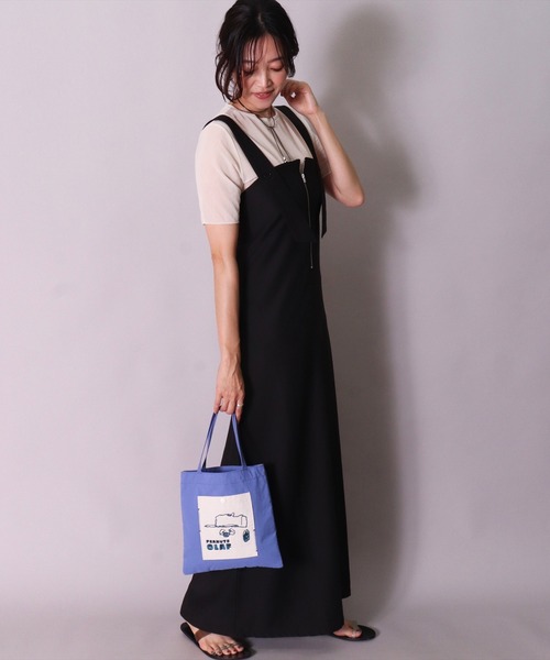 PEANUTS（ピーナッツ）の「(ACT)【PEANUTS】フェイス 刺繍 ナイロン ミニ トートバッグ（トートバッグ・レディース・チャコールグレー/ライトベージュ/スモークピンク/イエロー/ブルー・ONE SIZE）」の10枚目の写真