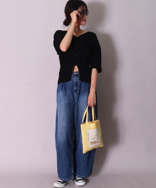 PEANUTS（ピーナッツ）の「(ACT)【PEANUTS】フェイス 刺繍 ナイロン ミニ トートバッグ（トートバッグ・レディース・チャコールグレー/ライトベージュ/スモークピンク/イエロー/ブルー・ONE SIZE）」の12枚目の写真