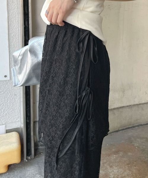 Futier land（フューティアランド）の「ラップスカートレイヤードレースパンツ（その他パンツ・レディース・アイボリー/ブラック・FREE）」の7枚目の写真
