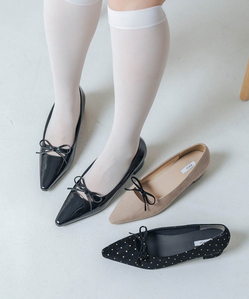 EVOL(イーボル)の「【ふかふか・クッション入り】リボン3.5cmパンプス IZ5816(パンプス・レディース・ベージュ/ブラック/ブラック系その他・22.0cm/22.5cm/23.0cm/23.5cm/24.0cm/24.5cm/25.0cm)」の3枚目の写真