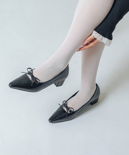 EVOL(イーボル)の「【ふかふか・クッション入り】リボン3.5cmパンプス IZ5816(パンプス・レディース・ベージュ/ブラック/ブラック系その他・22.0cm/22.5cm/23.0cm/23.5cm/24.0cm/24.5cm/25.0cm)」の5枚目の写真
