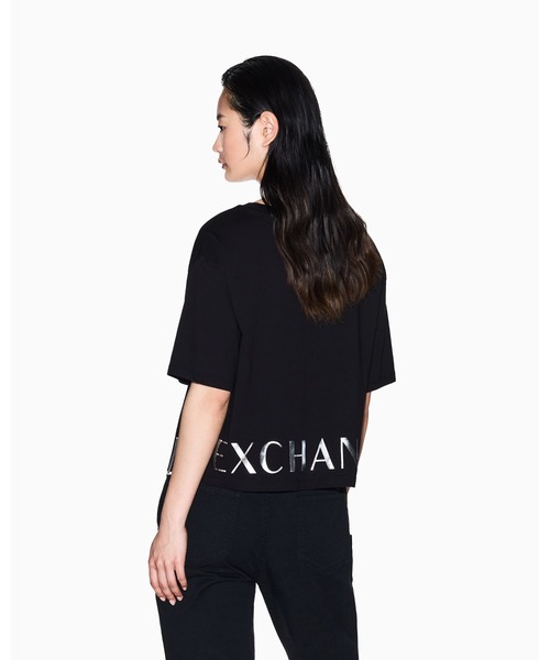 ARMANI EXCHANGE(アルマーニエクスチェンジ)の「【A|X アルマーニ エクスチェンジ】カッティングロゴ 半袖クルーネックTシャツ/CROPPED(Tシャツ/カットソー・レディース・ブラック・MEDIUM/SMALL/LARGE/X-LARGE/X-SMALL)」の2枚目の写真
