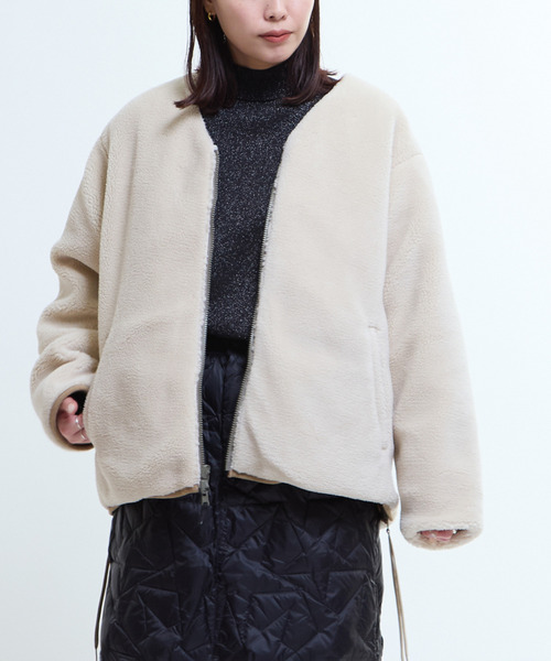 TAION(タイオン)の「【TAION】MILITARY STAR★ QUILTING & BOA REVERSIBLE JACKET(UNISEX)(ダウンジャケット/コート・レディース・ブラック/ベージュ/オリーブ・MEDIUM/SMALL)」の15枚目の写真
