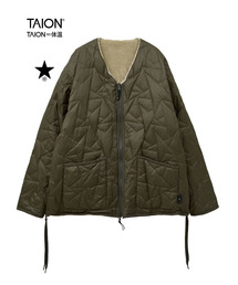 ダウンジャケット カーキ色 キルティング 38 phenix（プラスフェニックス） QUILTING DOWN JACKET キルティング