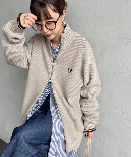 ニット セーター 「WEB先行予約」「FRED PERRY/フレッドペリー」 別注 ハイネック ジップニットカーディガン レディース メンズ FRED PERRY ニット セーター 「WEB先行予約」「FRED PERRY