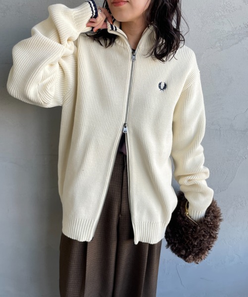 美品 フレッドペリー メリノウール ジップニットカーディガン S ネイビー 美品 フレッドペリー メリノウール ジップニットカーディガン S