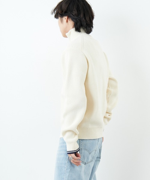 フレッドペリー　別注 ハイネック ジップニットカーディガン　アイボリー　Sサイズ FRED PERRY/フレッドペリー] 別注 ハイネック ジップニット