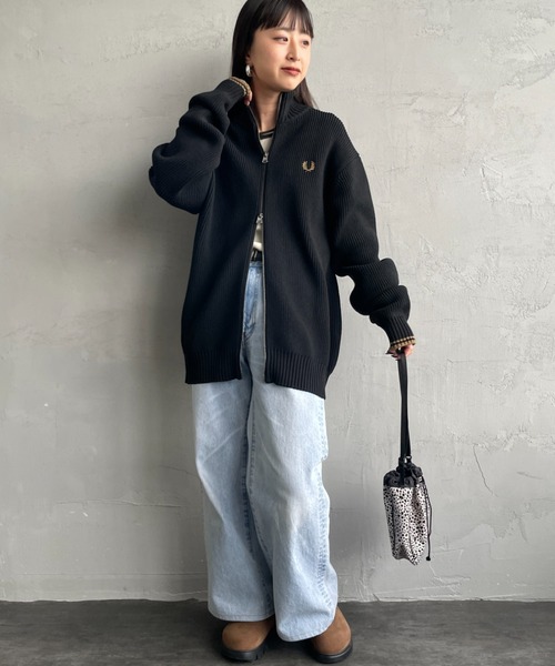 FRED PERRY/フレッドペリー] 別注 ハイネック ジップニット