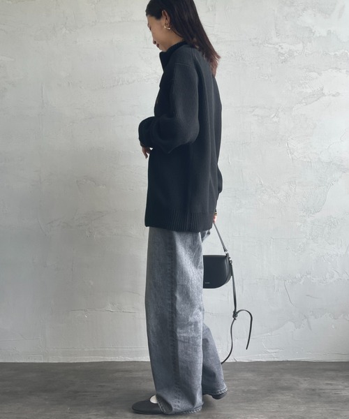 FRED PERRY（フレッドペリー）の「[FRED PERRY/フレッドペリー] 別注 ハイネック ジップニットカーディガン（ニット/セーター・レディース・ブラック/ライトグレー/キナリ・L/M/S）」の13枚目の写真