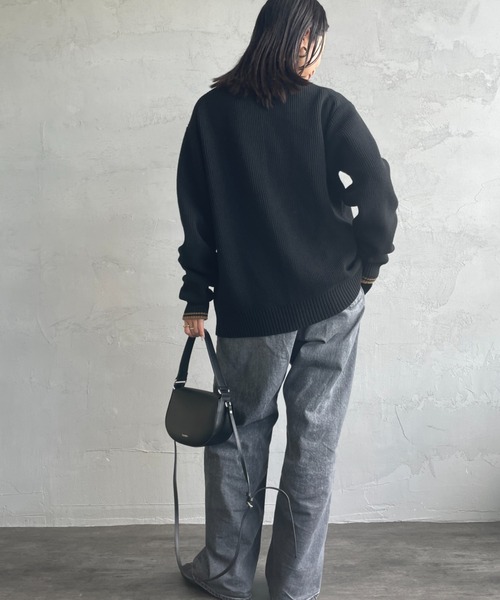 FRED PERRY（フレッドペリー）の「[FRED PERRY/フレッドペリー] 別注 ハイネック ジップニットカーディガン（ニット/セーター・レディース・ブラック/ライトグレー/キナリ・L/M/S）」の14枚目の写真