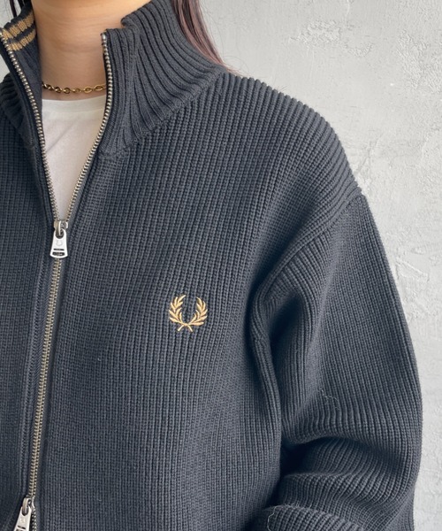 FRED PERRY（フレッドペリー）の「[FRED PERRY/フレッドペリー] 別注 ハイネック ジップニットカーディガン（ニット/セーター・レディース・ブラック/ライトグレー/キナリ・L/M/S）」の15枚目の写真