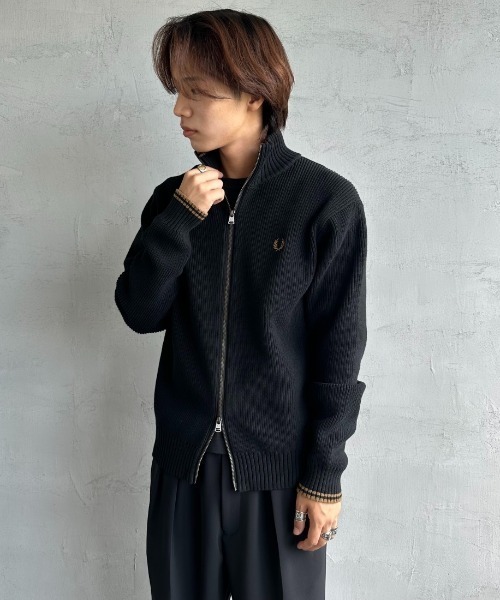 ニット セーター 「WEB先行予約」「FRED PERRY/フレッドペリー」 別注 ハイネック ジップニットカーディガン レディース メンズ FRED PERRY ニット セーター 「WEB先行予約」「FRED PERRY