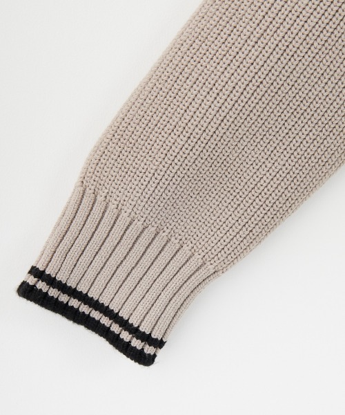 フレッドペリー アイボリー ジップニットカーディガン WEB先行予約】[FRED PERRY/フレッドペリー] 別注 ハイネック