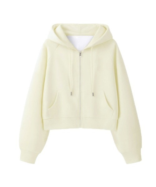 Teem Store(チームストア)の「ショート丈ジップパーカー(パーカー・レディース・ライトグレー/グレー/アイボリー/ブラック/ネイビー・M/L)」の6枚目の写真