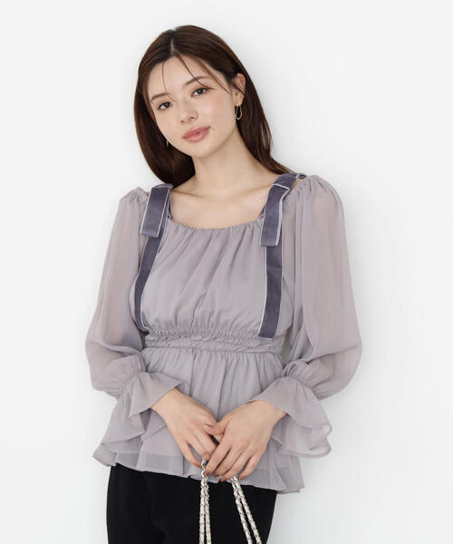 PROPORTION BODY DRESSING(プロポーションボディドレッシング)の「ショルダーリボンシャーリングブラウス / 1215210500(シャツ/ブラウス・レディース・ブラック/グレー/ブラウン/グレー系その他・MEDIUM/SMALL)」の3枚目の写真