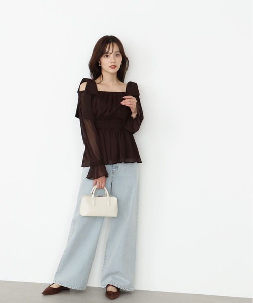 PROPORTION BODY DRESSING(プロポーションボディドレッシング)の「ショルダーリボンシャーリングブラウス / 1215210500(シャツ/ブラウス・レディース・ブラック/グレー/ブラウン/グレー系その他・MEDIUM/SMALL)」の5枚目の写真