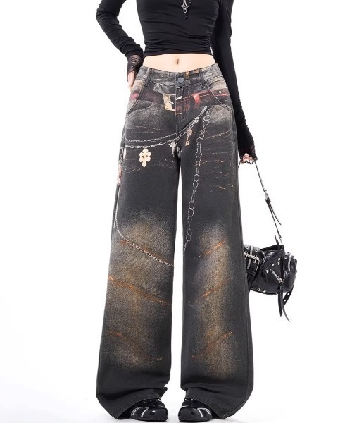 PARTIMENTO WOMEN ドット デニム GUITAR GIRL センタースリットデニムパンツ|HYSTERIC GLAMOUR