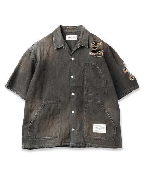 DISCOVERED(ディスカバード)の「SHORT SLEEVE DENIM SHIRTS(シャツ/ブラウス・メンズ・インディゴブルー/ブラック・1/3)」の1枚目の写真