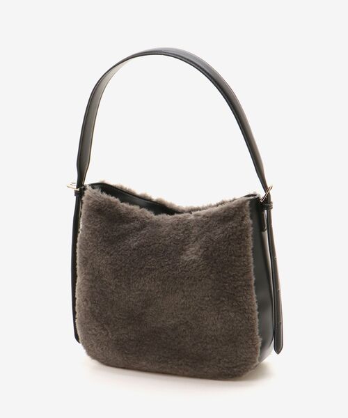 le.coeur blanc（ルクールブラン）の「ボアコンビワンショルダーバッグ（トートバッグ・レディース・ベージュ/チャコールグレー・FREE）」の3枚目の写真