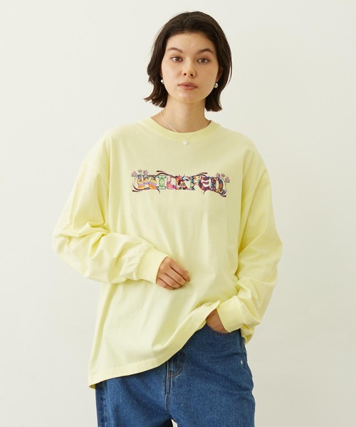 MILKFED.(ミルクフェド)の「PATTERNED LOGO L/S TEE(Tシャツ/カットソー・レディース・ブラック/ホワイト/イエロー・M/L)」の1枚目の写真
