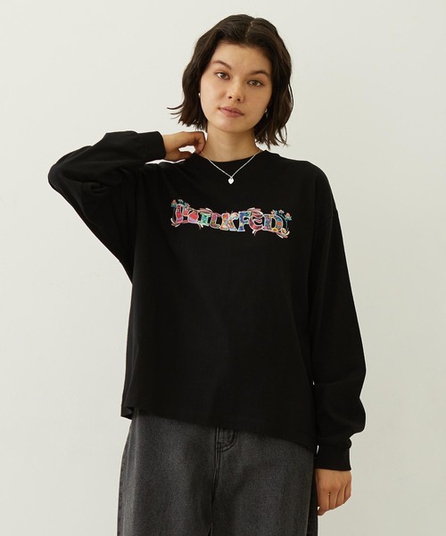 MILKFED.(ミルクフェド)の「PATTERNED LOGO L/S TEE(Tシャツ/カットソー・レディース・ブラック/ホワイト/イエロー・M/L)」の3枚目の写真