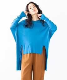 バックロングニットプルオーバー