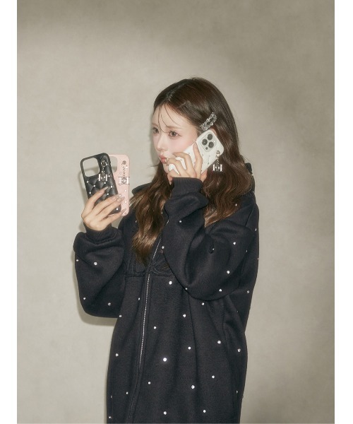 Darich♡キルティングビジューDDチャームiPhoneケースPNK16Pro ダーリッチ Darich キルティングビジューDDチャームiPhoneケース