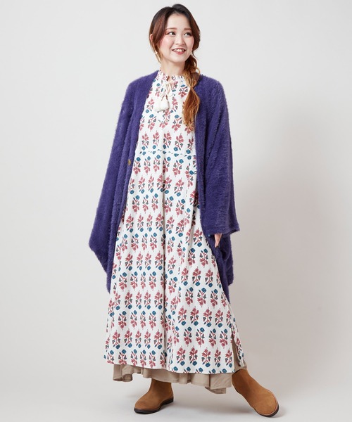 チャイハネ（チャイハネ）の「【チャイハネ】ファミアシャギーニットカーディガン（カーディガン/ボレロ・レディース・ベージュ/ブラック/グリーン/パープル・FREE）」の21枚目の写真