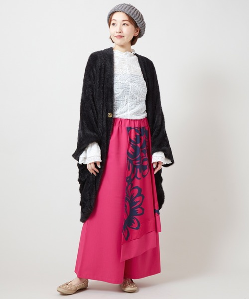 チャイハネ（チャイハネ）の「【チャイハネ】ファミアシャギーニットカーディガン（カーディガン/ボレロ・レディース・ベージュ/ブラック/グリーン/パープル・FREE）」の9枚目の写真